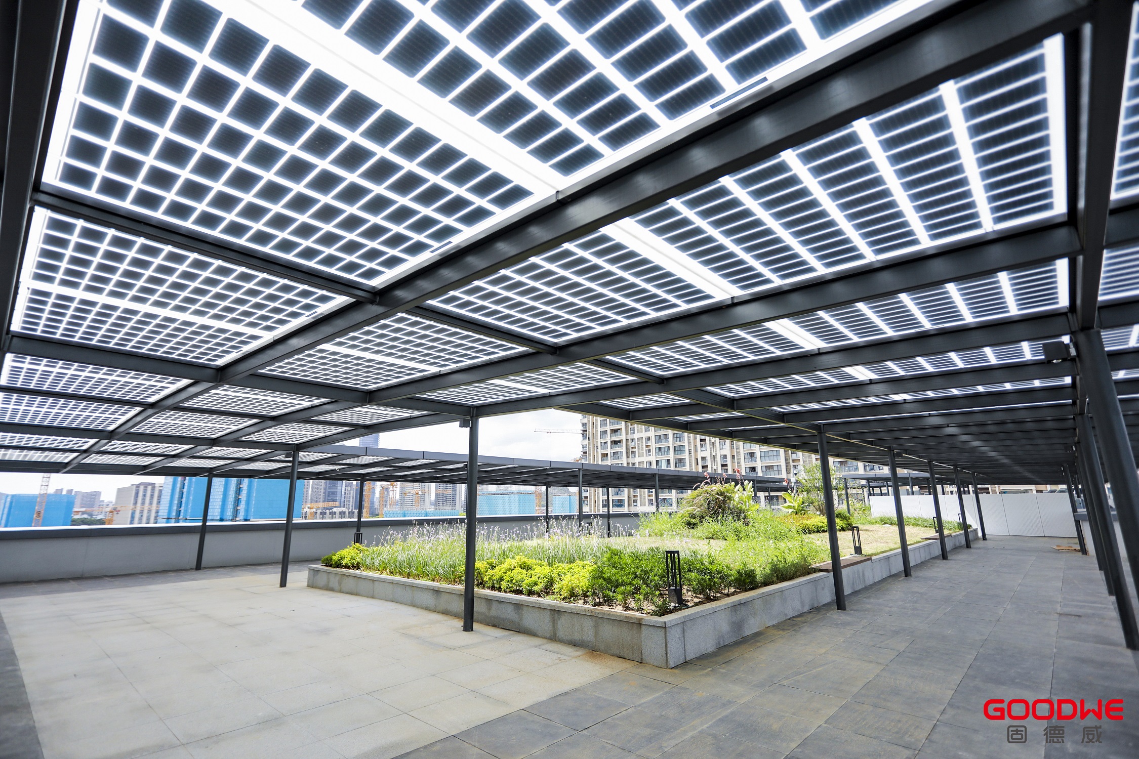 The GoodWe Headquarter utilized the companies BIPV on facades and rooftops, inverters, batteries and smart energy management.jpg